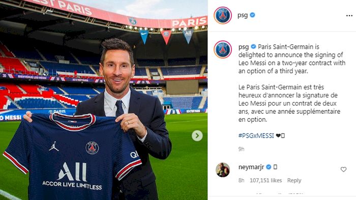 Resmi Pinang Lionel Messi, Followers Instagram PSG Melesat dalam 24 Jam