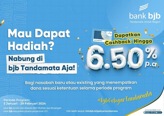  Bank bjb Hadirkan Program Gebyar Tandamata, Dapatkan Cashback Hingga 6,50 Persen 