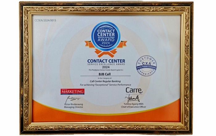 Bank bjb Raih Penghargaan Contact Center Service Excellence Award (CCSEA) 2024