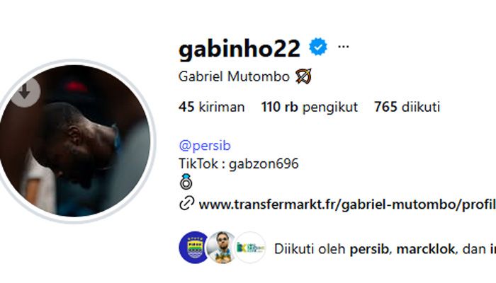 Followers Gabriel Mutombo Melonjak Tajam Usai Gabung Persib